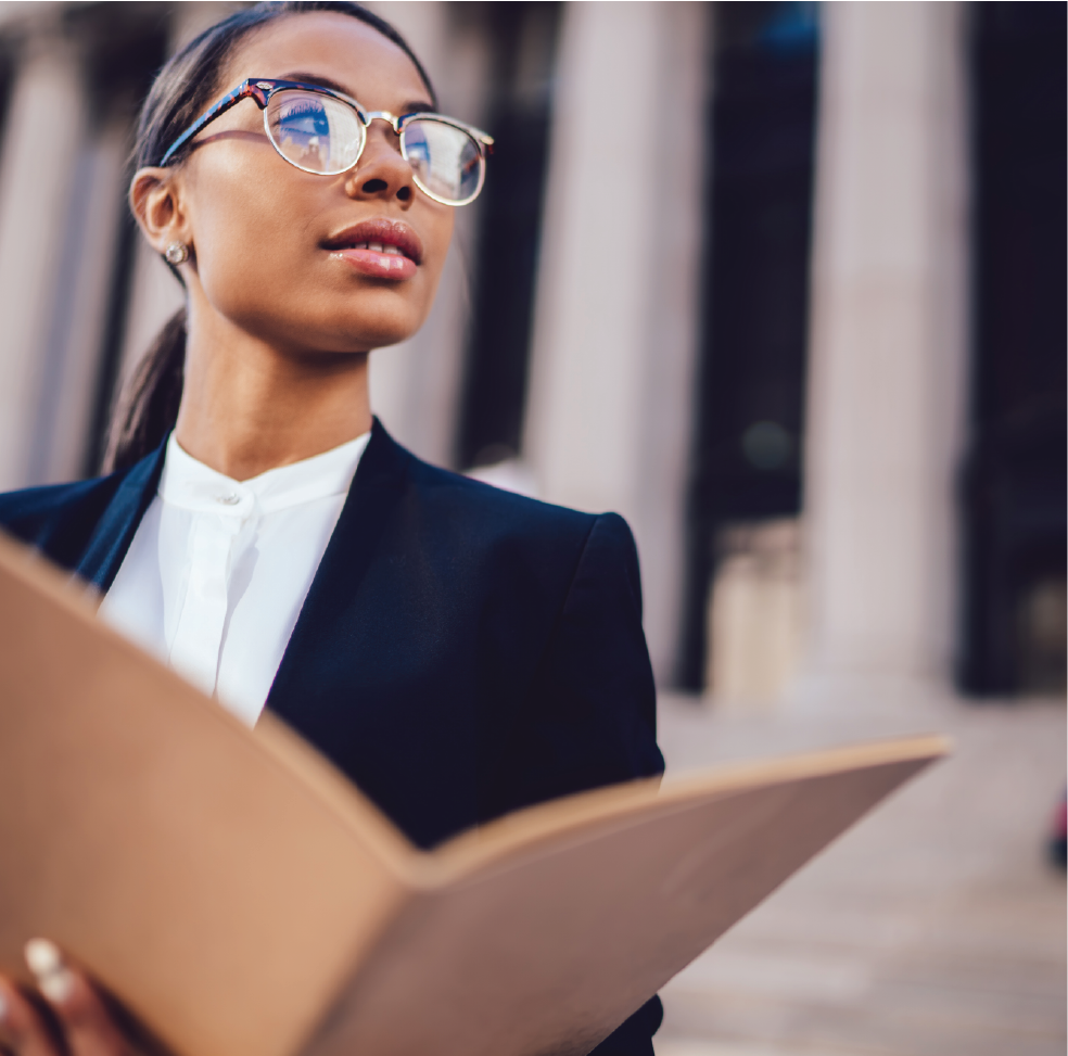 Woman looking at paper